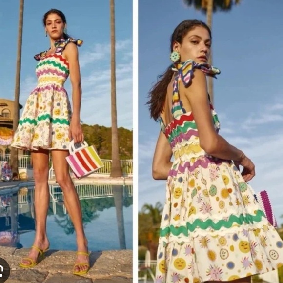 CeliaB Suhail Dress Sun Moon Print Astronomy Kitschy Whimsical Colorful dress xs - Picture 1 of 14